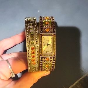 Heidi Daus Crystal-accented watch & cuff bracelet
